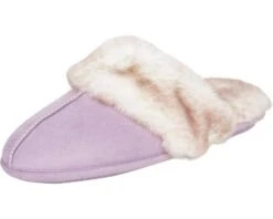Jessica Simpson Women's Comfy Faux Fur House Slipper Scuff Memory Foam Slip On Anti-Skid Sole